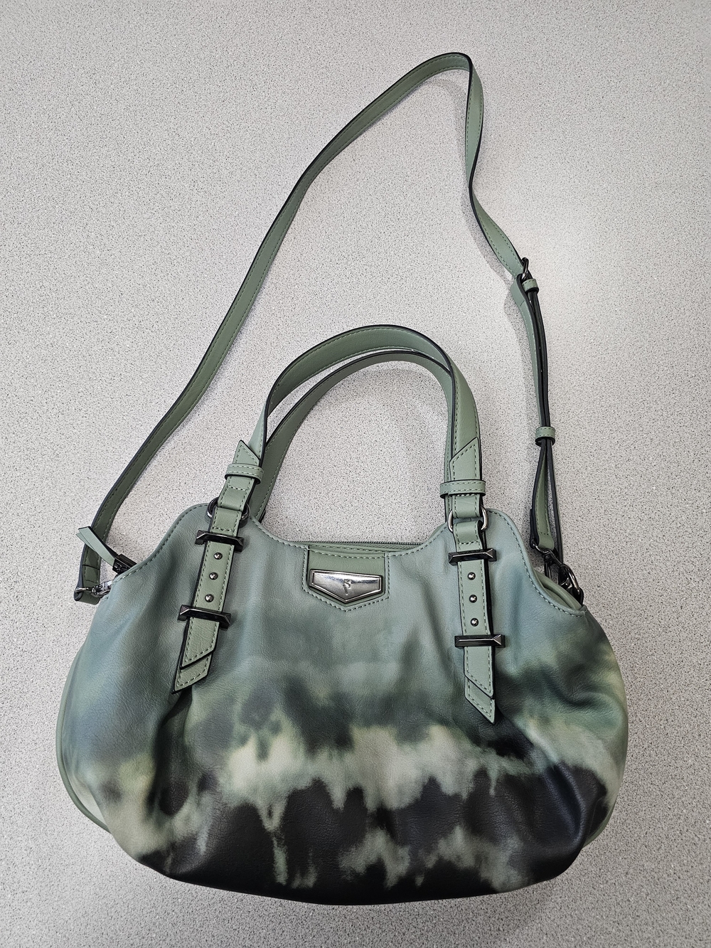 Simply Vera Vera Wang Mint Green Tie-Dye Leather Shoulder Bag